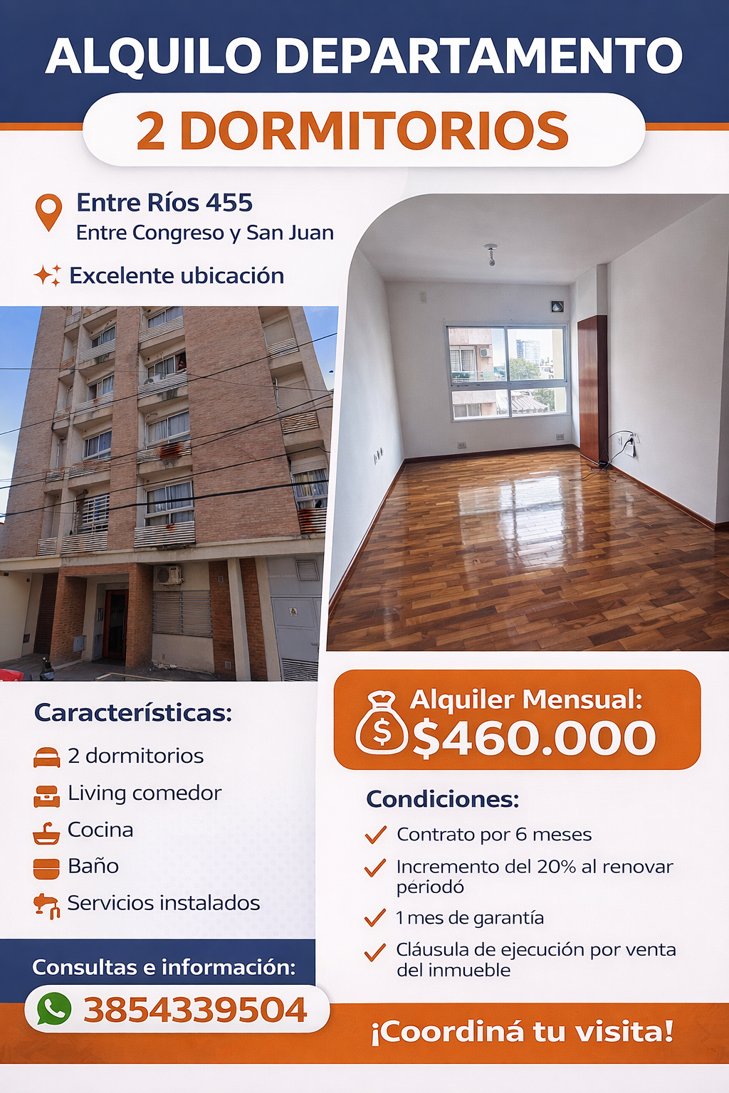 Departamento centrico de 2 dormitorios.